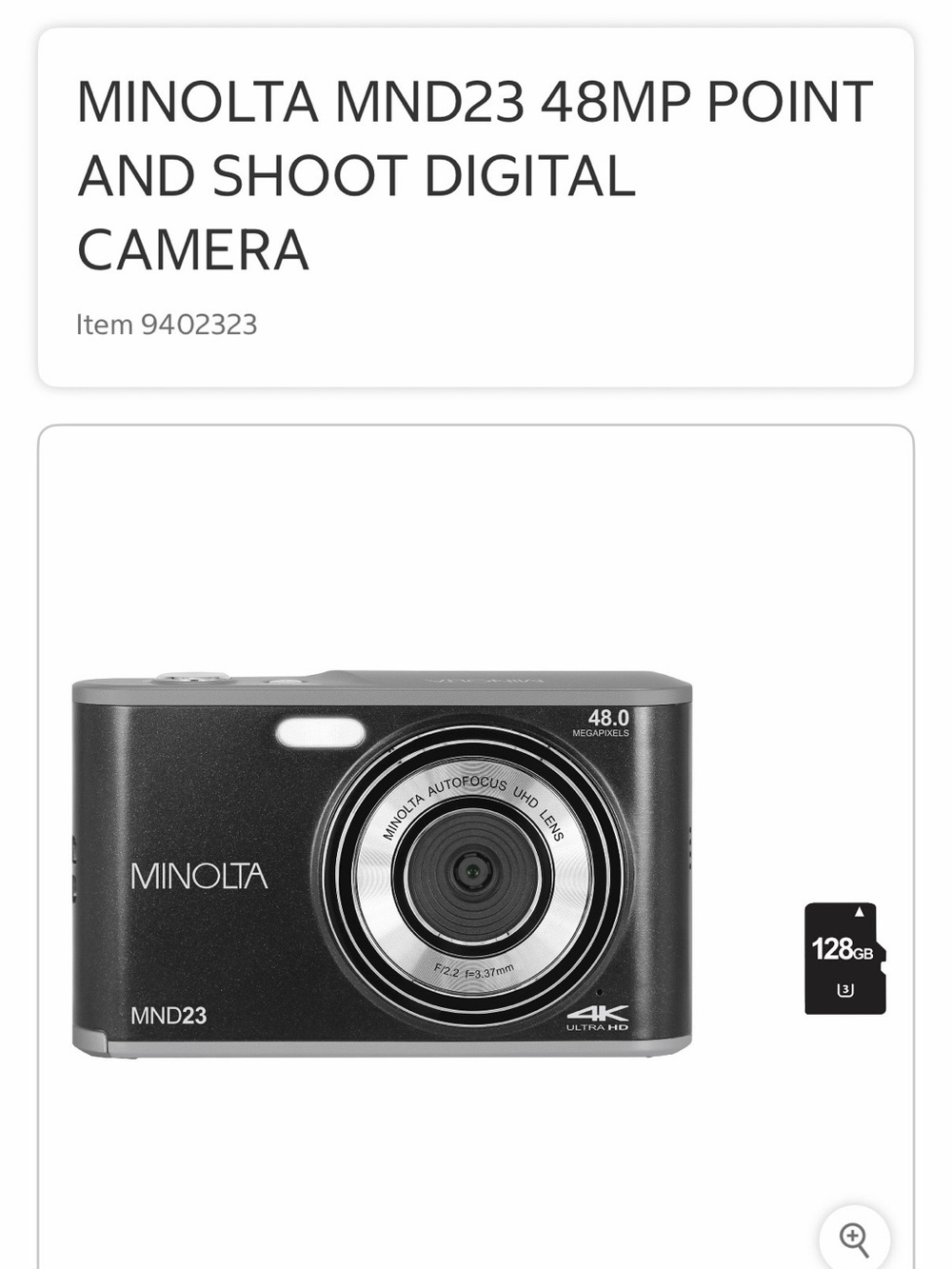 MINOLTA MND23 48MP POINT AND SHOOT DIGITAL CAMERA